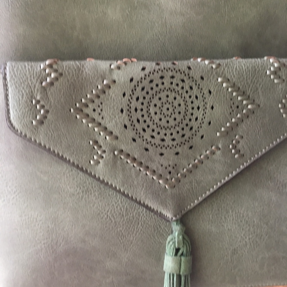 New! Anthropologie Tote and clutch combo in sage. - Picture 3 of 8